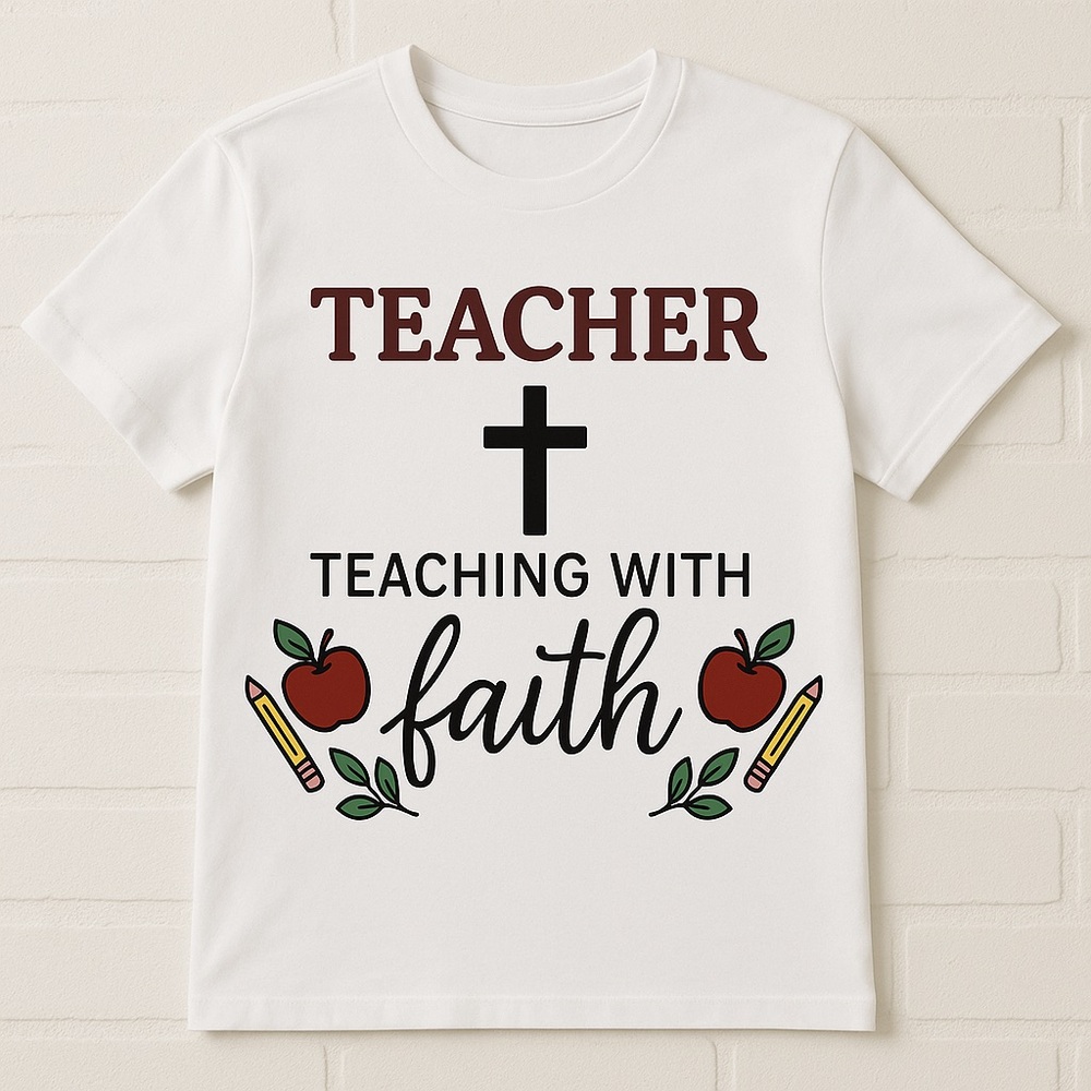 Teaching with Faith Christian Teacher Bundle – T-Shirt & Tote Bag Set